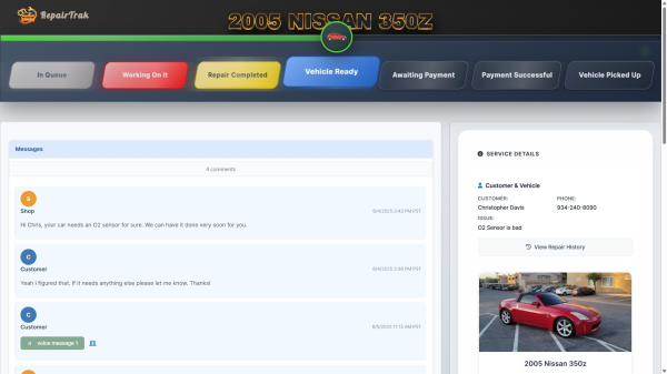 Status Tracking Interface